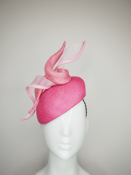 Candy Dandy - Pink parisisal straw beret with straw and crinoline swirls