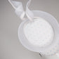 White Opal - White leather oval percher with white opal crystal veil and crinoline swirl detail