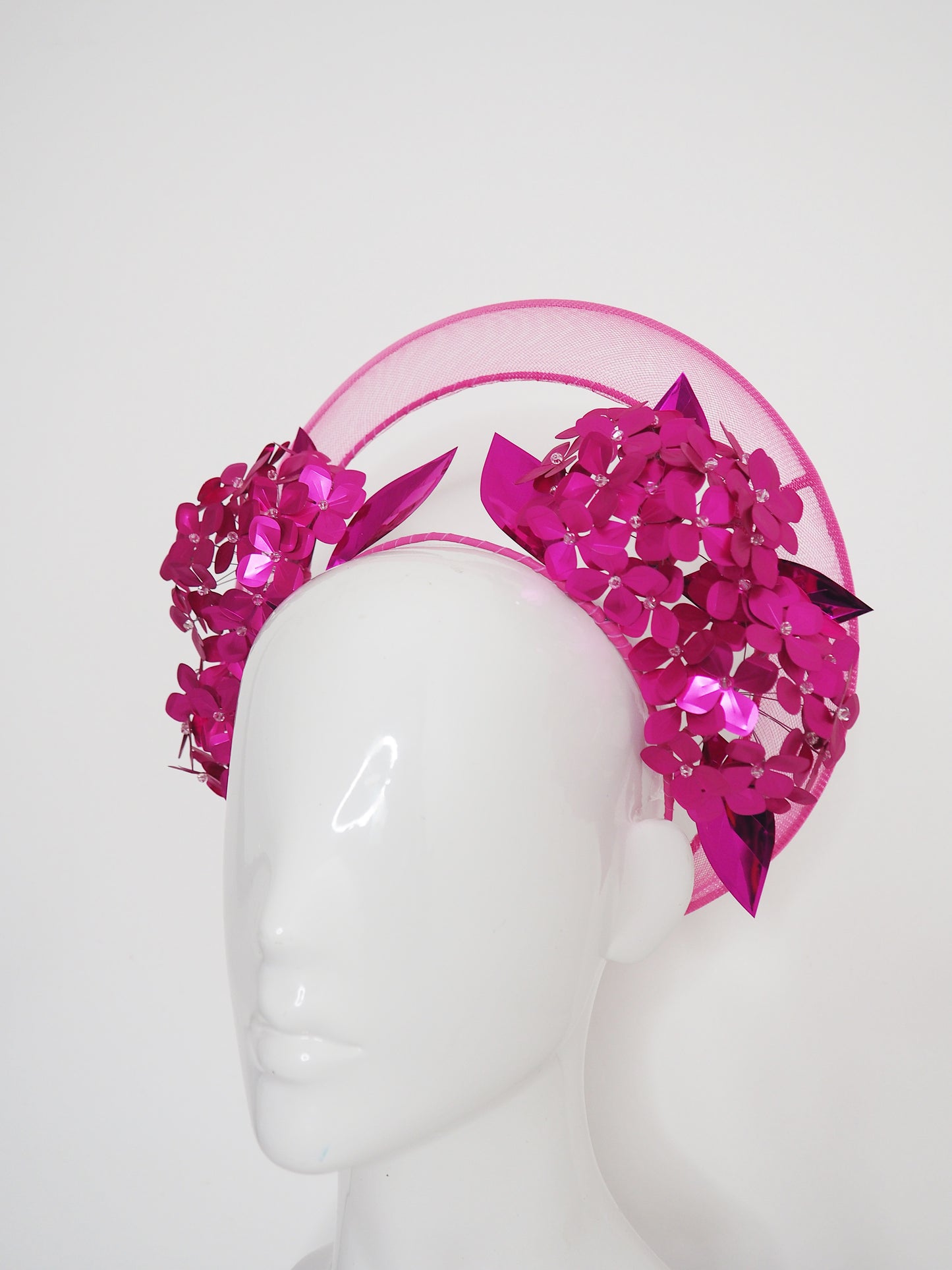 Hello Hydrangea - Hot pink hydrangea wirework halo headpiece