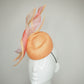 Just Peachy - Mandarin parisisal straw porky pie pillbox with leather edged crinoline swirls