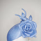 Everlasting Rose - Blue face hugger beret with straw Rose and wired swirls