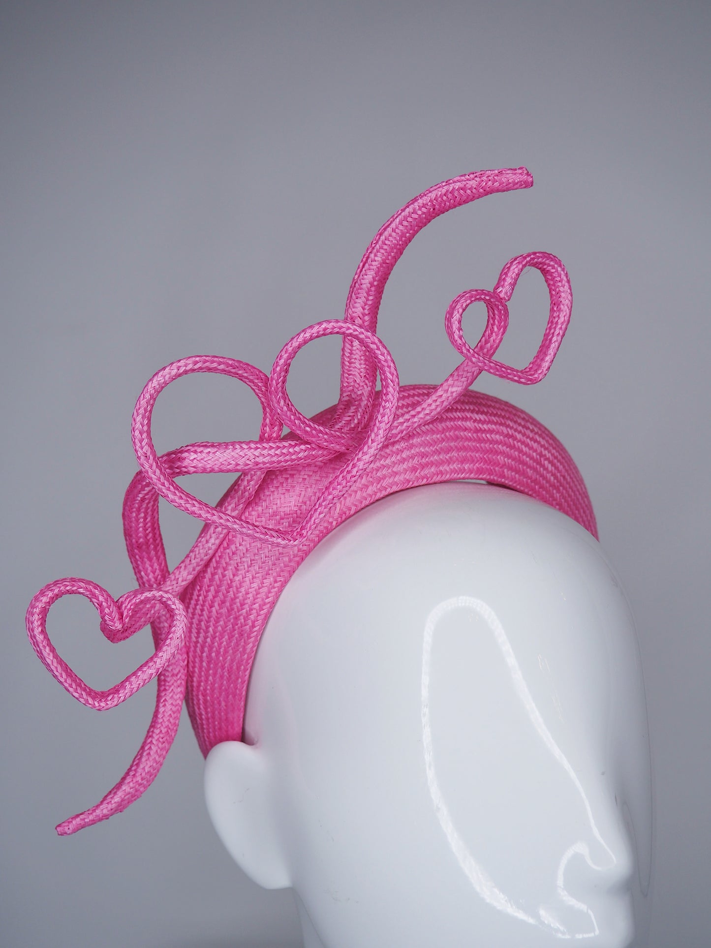 Be Mine - Sculpted straw swirl hearts on a 3d headband