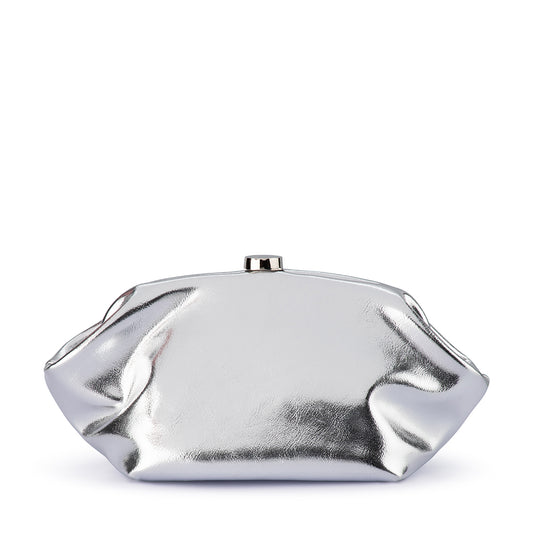 TALLY METALLIC CLUTCH -Silver