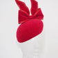 The Gift - Red wired upside down velvet bow with leather and crystal details.
