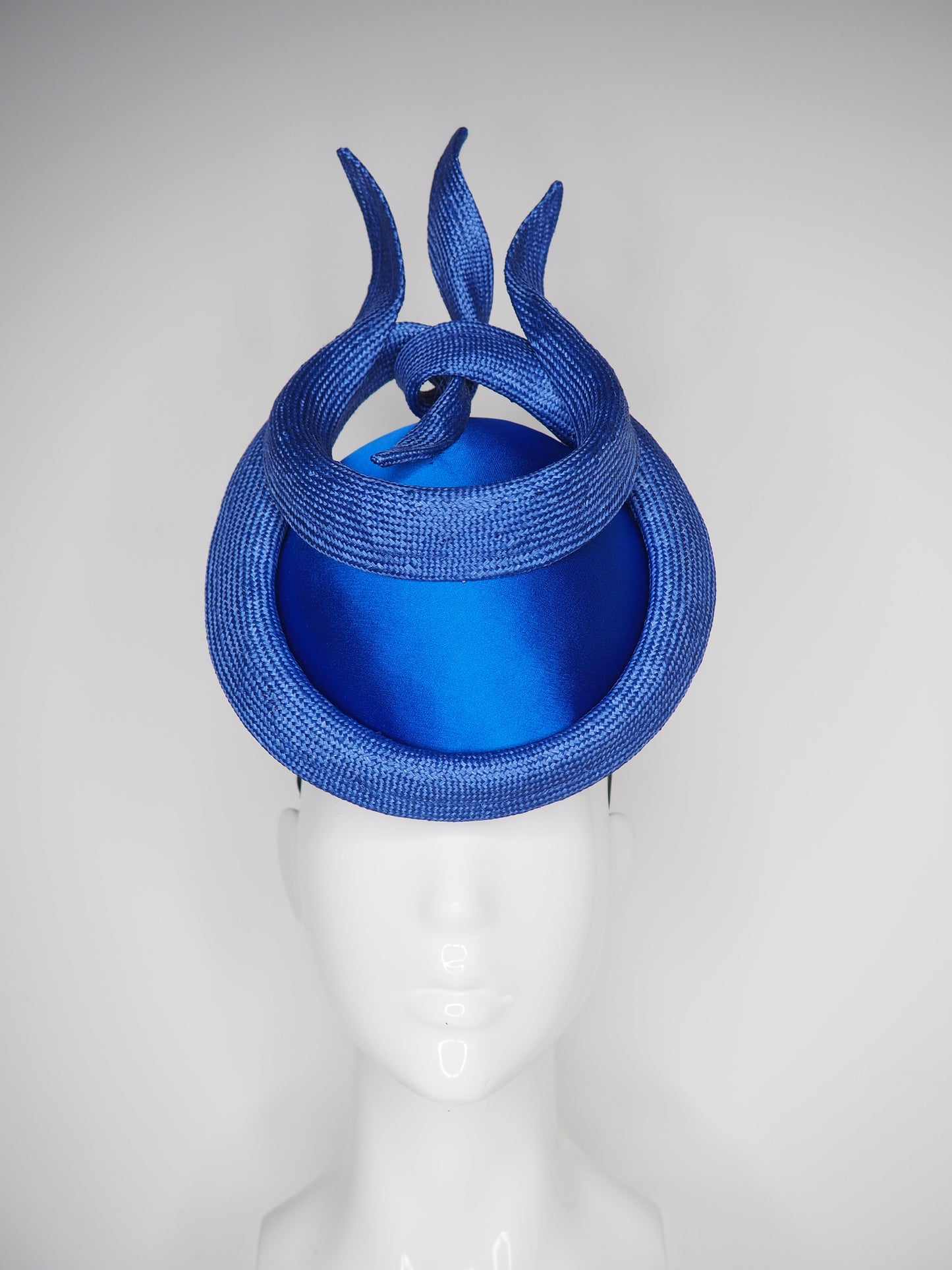 Blue Wave -  Round blue satin percher with blue parissisal swirl