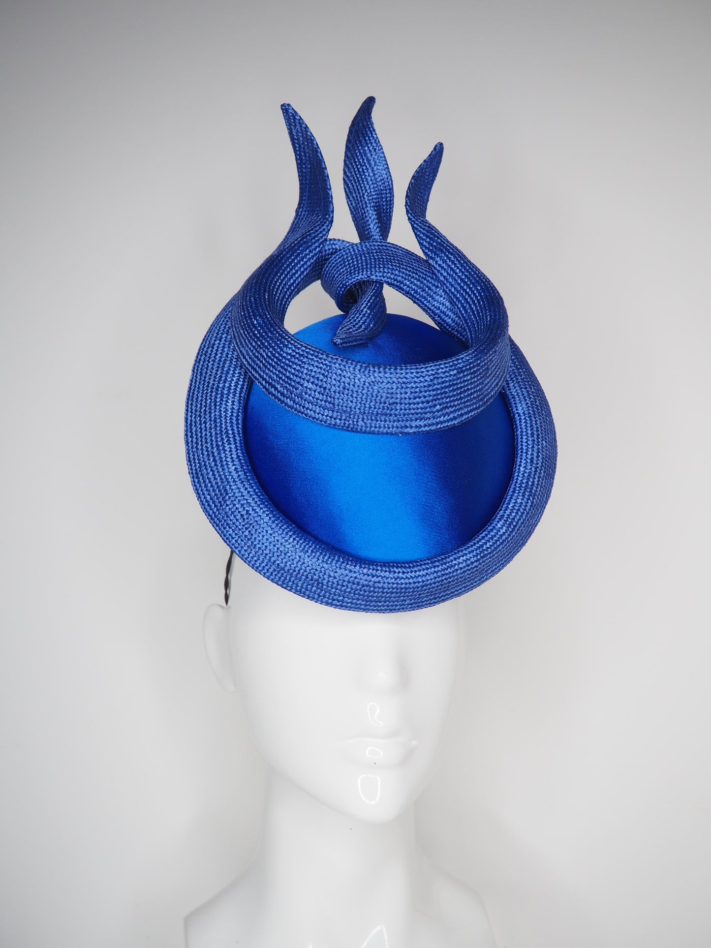 Blue Wave -  Round blue satin percher with blue parissisal swirl