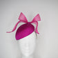 Windswept Miss Magenta  - Magenta fabric petite tear drop beret with embellished veiling detail and windswept crinoline