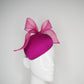 Windswept Miss Magenta  - Magenta fabric petite tear drop beret with embellished veiling detail and windswept crinoline