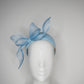 Sky High - Baby Blue Jacki-O style rear facing pillbox featuring a leather edged crinoline bow in baby blue.