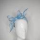 Sky High - Baby Blue Jacki-O style rear facing pillbox featuring a leather edged crinoline bow in baby blue.