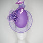 Purple Power -Purple oval leather percher with hand dyed vintage crinoline wired veil and crystoform rose