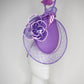 Purple Power -Purple oval leather percher with hand dyed vintage crinoline wired veil and crystoform rose