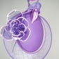 Purple Power -Purple oval leather percher with hand dyed vintage crinoline wired veil and crystoform rose