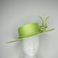 Lime Twist - Hand Dyed lime green straw boater with a sculpted wired parissisal rope knot.