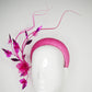 Burst of Spring - Pink Ombre straw 3d headband with ombre quills and crystoform rose vine