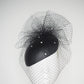 Derby Clouds - Delicate black leather face-hugger with pearl encrusted veil