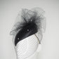 Derby Clouds - Delicate black leather face-hugger with pearl encrusted veil