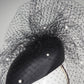 Derby Clouds - Delicate black leather face-hugger with pearl encrusted veil