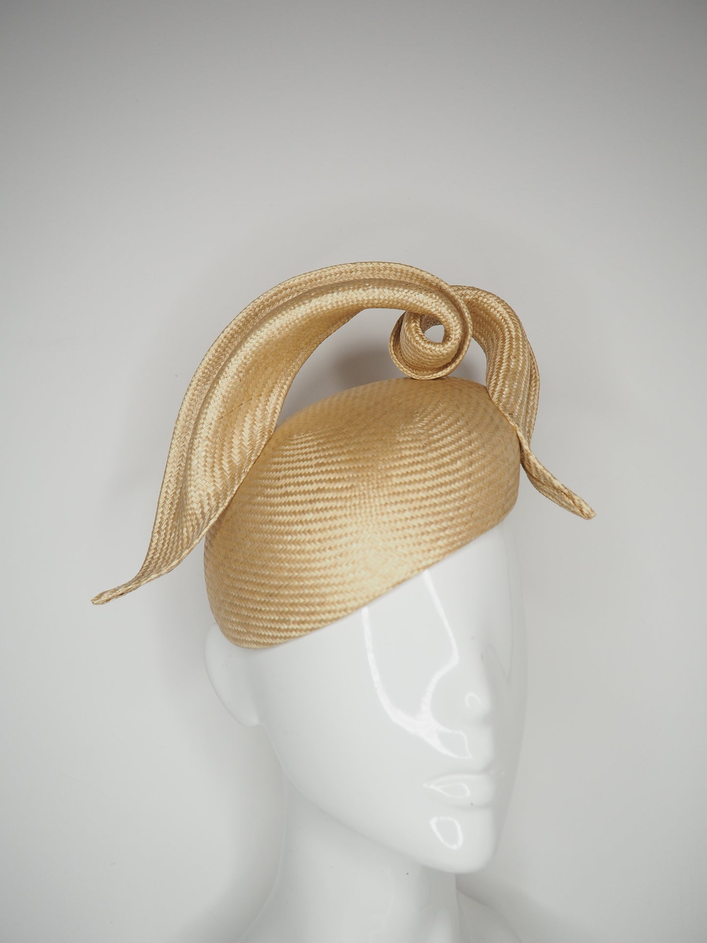 Cloud 9 -Natural straw Parisisal swirl on a face hugger beret base