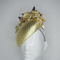 Goldie Girl - Facehugger style headpiece with gold leather base and rose detail