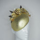 Goldie Girl - Facehugger style headpiece with gold leather base and rose detail