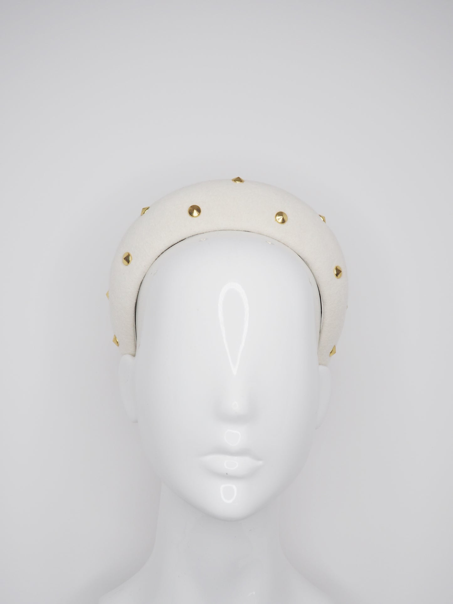 Mia - Off white Felt 3d headband with gold studs