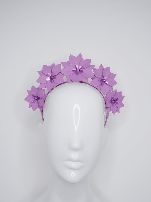 Hera -Lavender Purple Leather flower headband